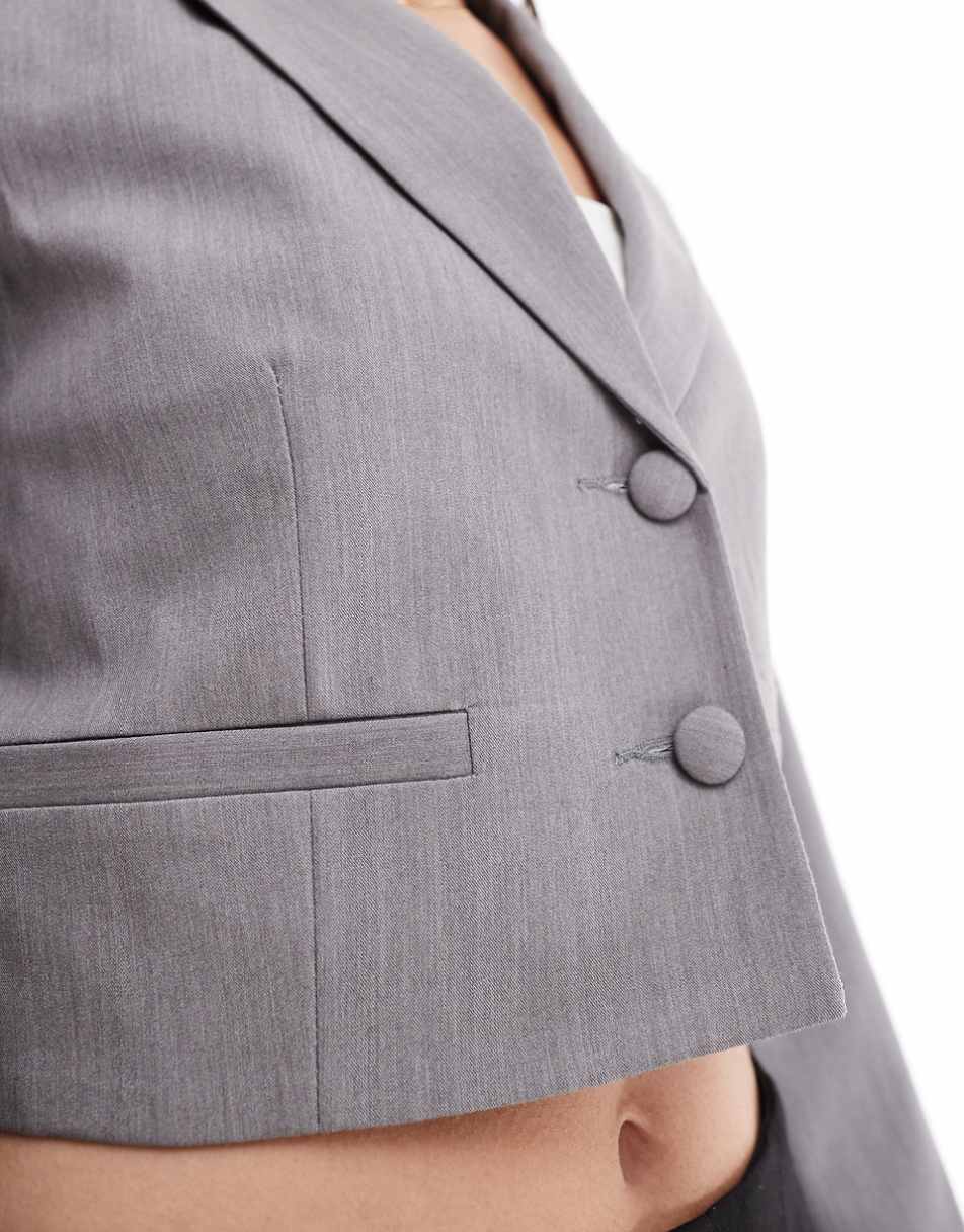 Miss Selfridge relaxed cropped blazer in gray