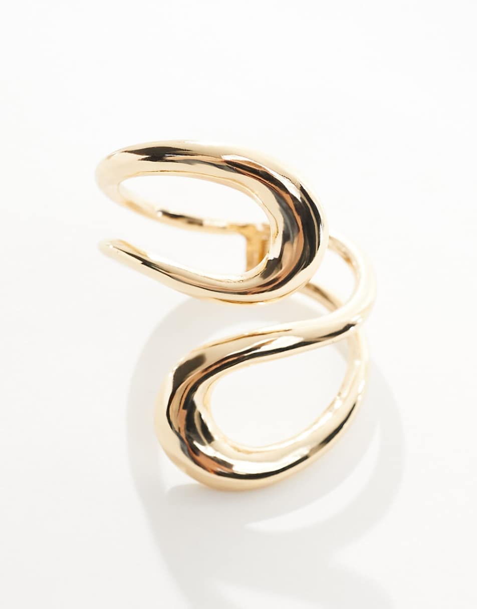ASOS DESIGN cuff bracelet with wrap around open design in gold tone