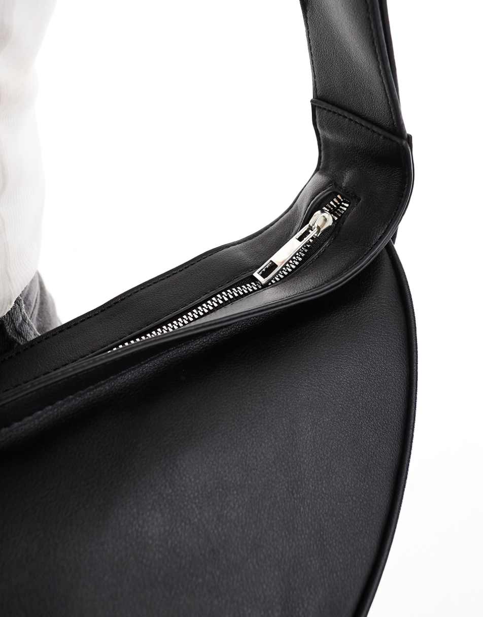 Glamorous asymmetric crossbody bag in black leather look