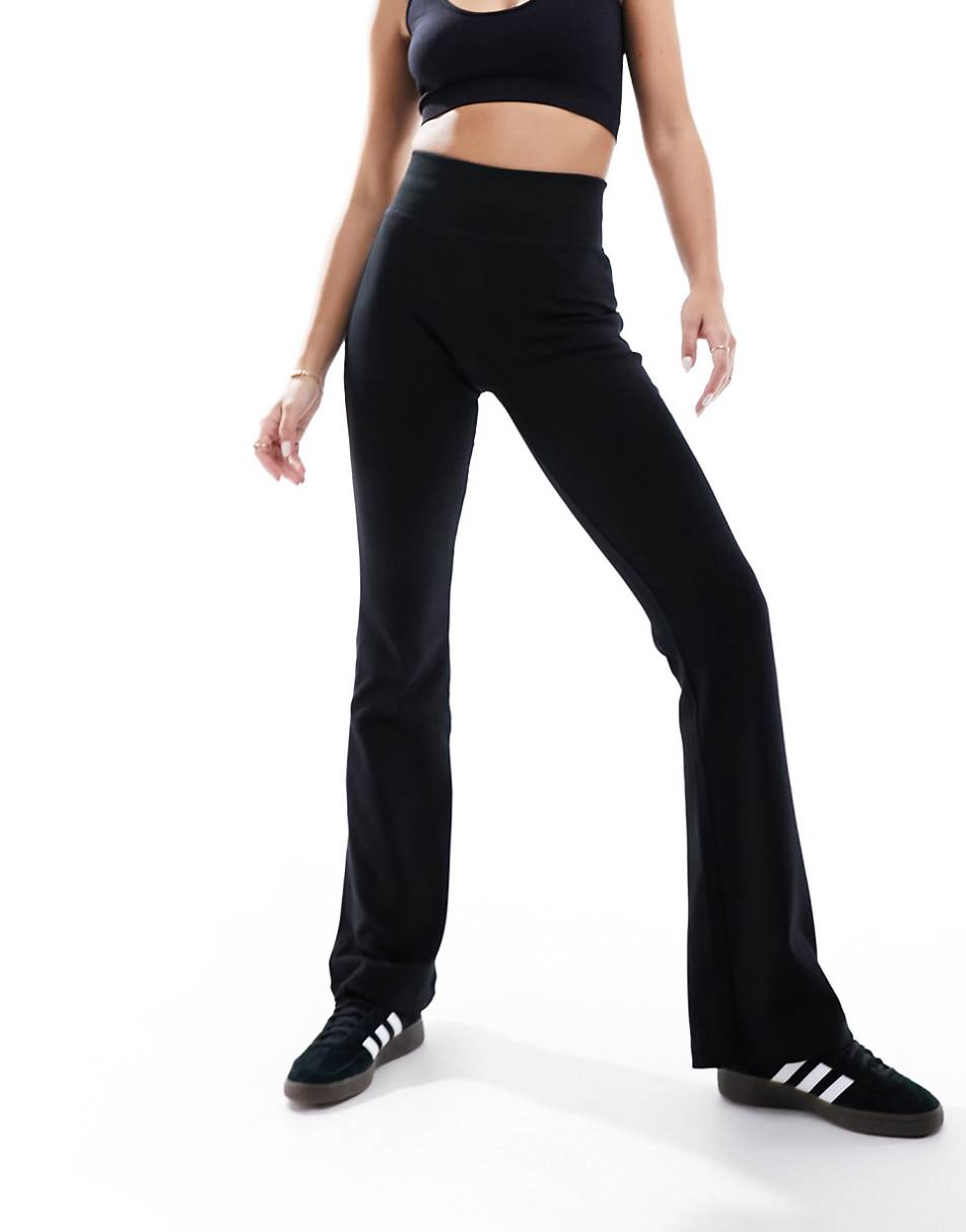 Bershka high rise flared pants in black