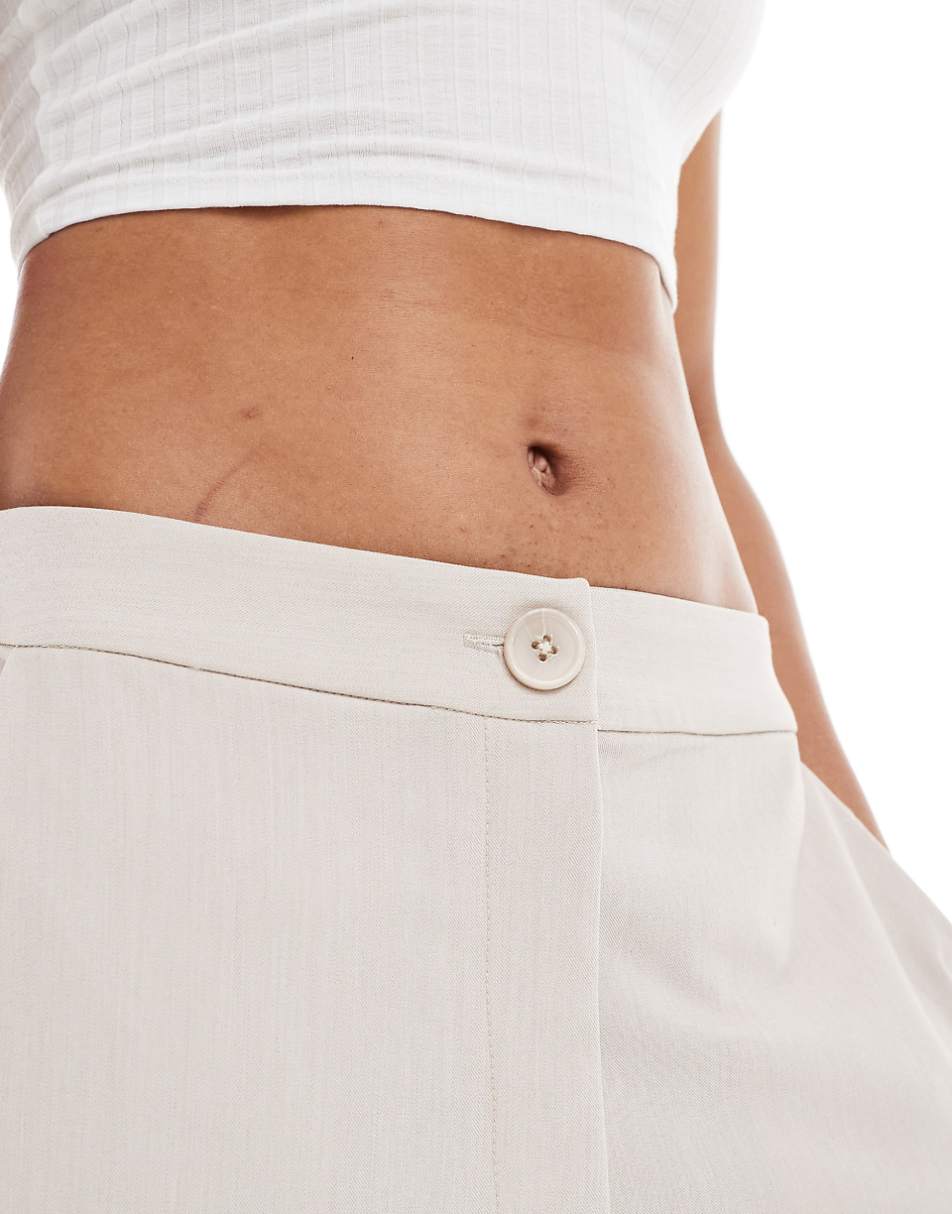ASOS DESIGN Tall tailored wide leg dad pant in stone