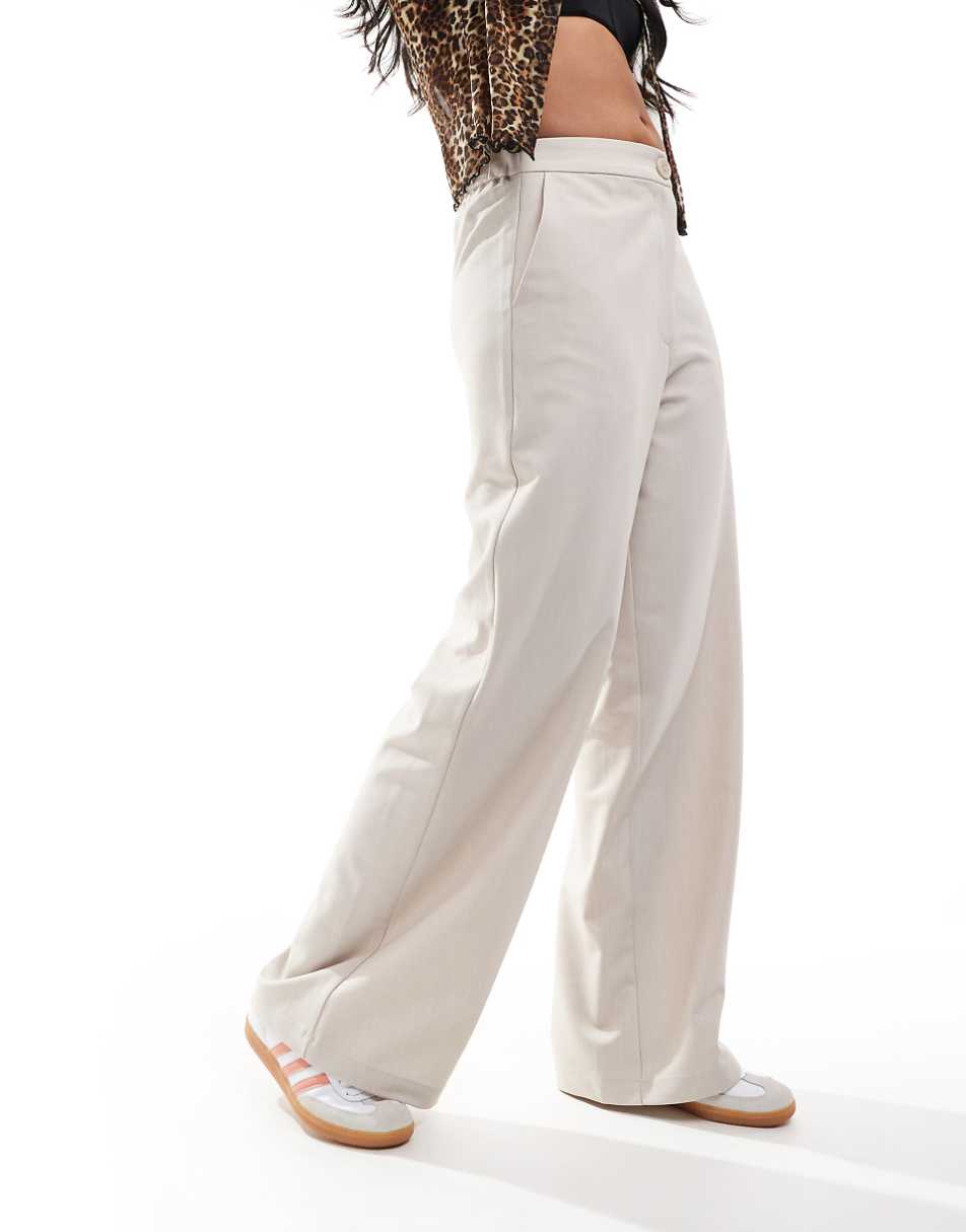 ASOS DESIGN tailored wide leg dad pant in stone
