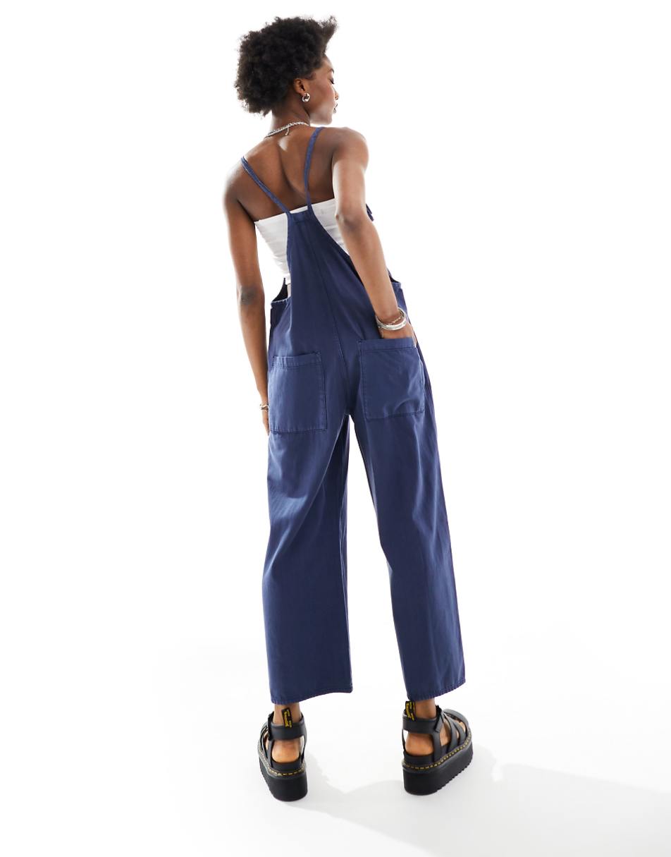 Monki lightweight denim overalls in blue