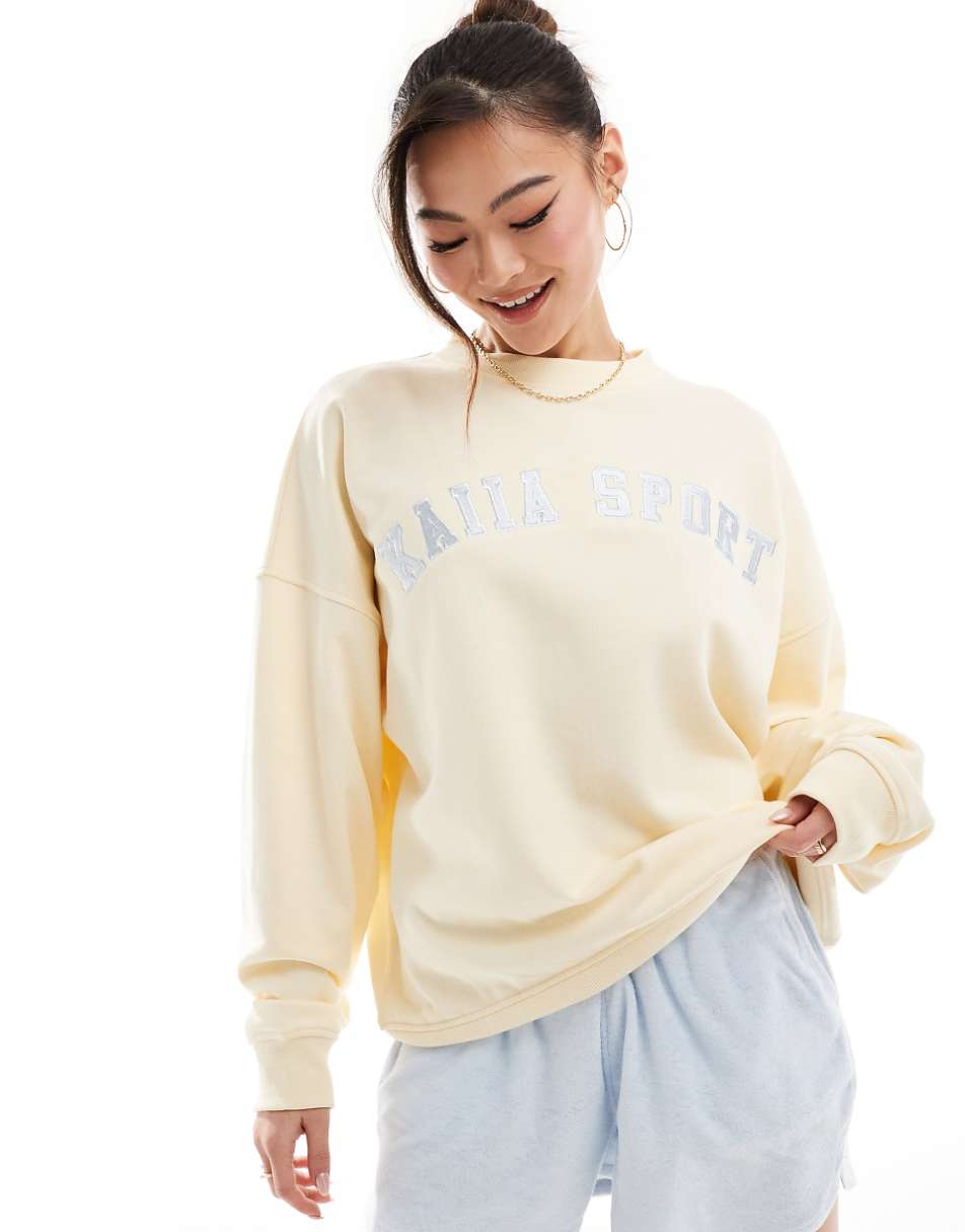 Kaiia athletic logo sweatshirt in lemon