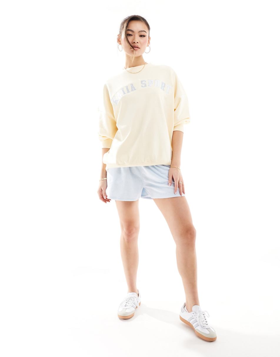 Kaiia athletic logo sweatshirt in lemon