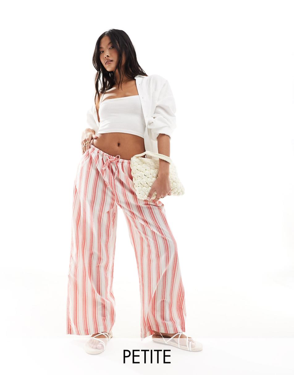 ASOS DESIGN Petite pull on pants in red deckchair stripe