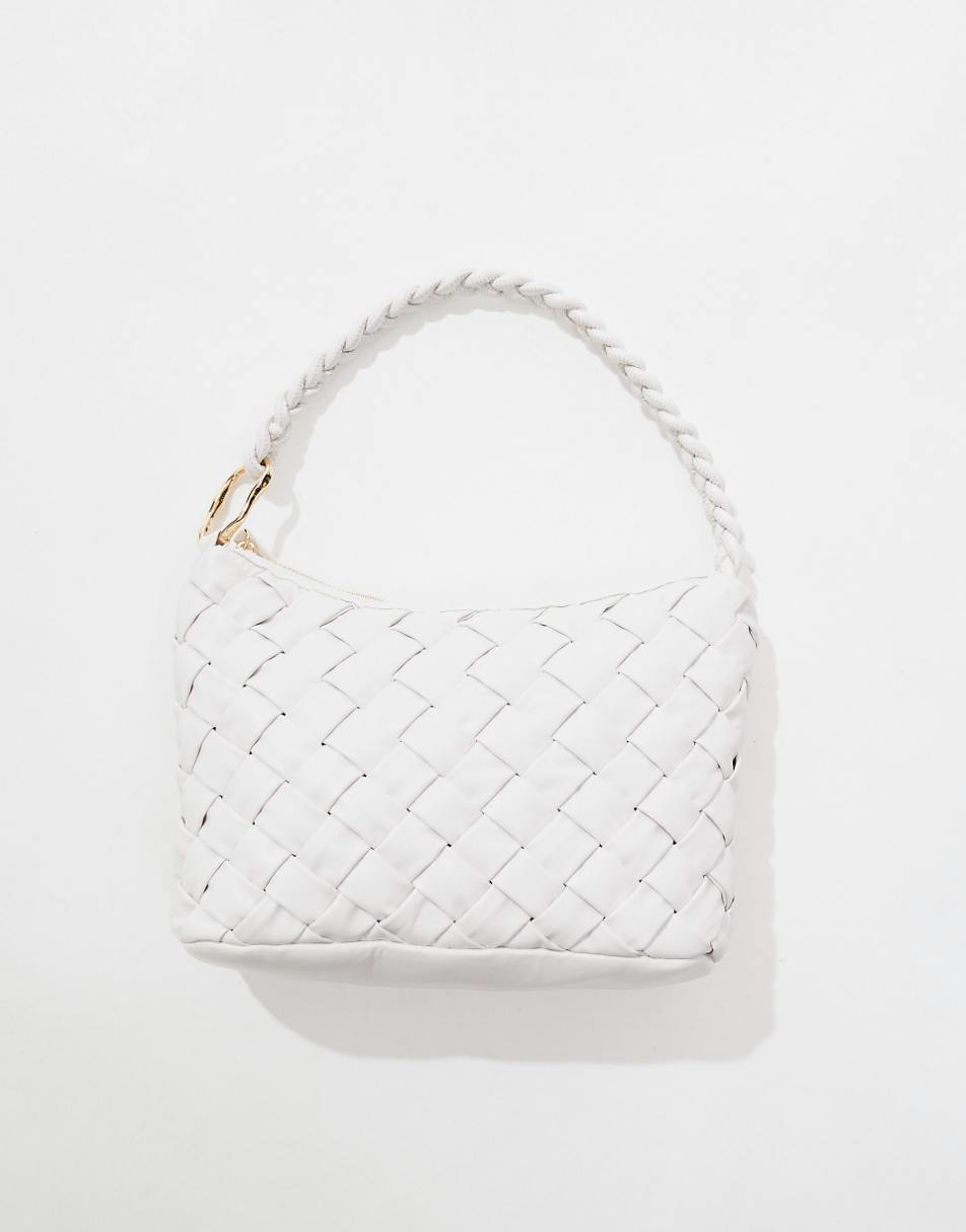 ASOS DESIGN woven shoulder bag in off white