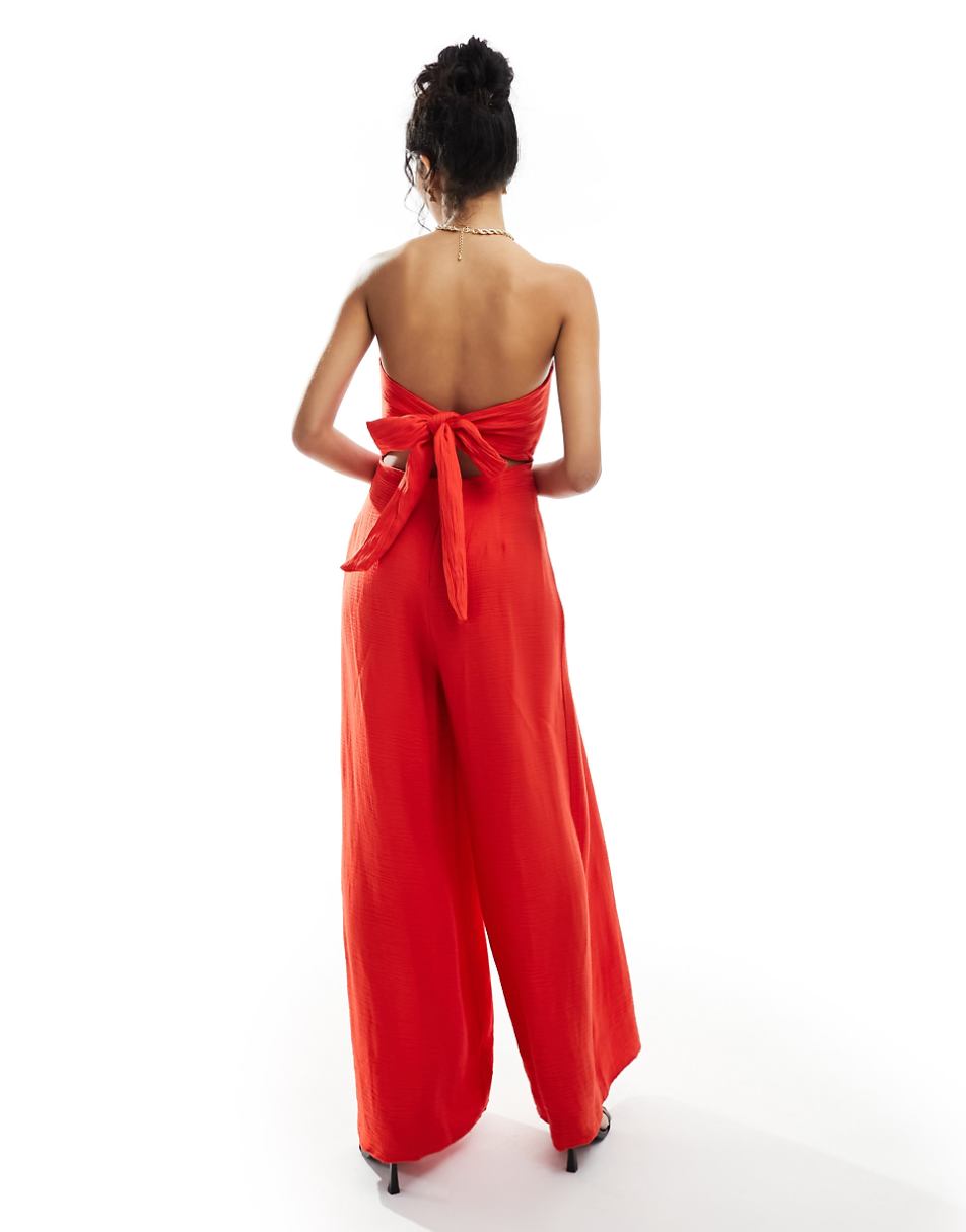 Nobody's Child Rory bandeau wide leg jumpsuit in red