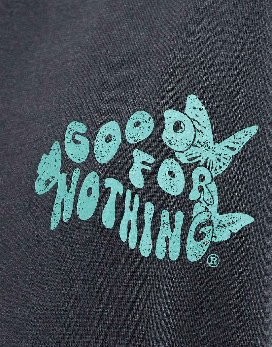 Good For Nothing backprint hoodie in gray