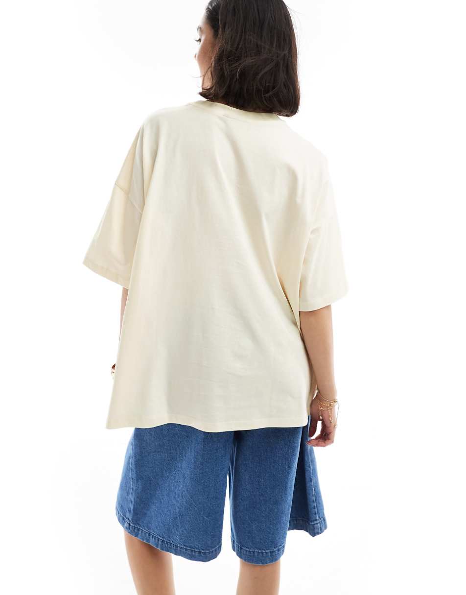 ASOS DESIGN oversized t-shirt with embroidered tulip graphic in white