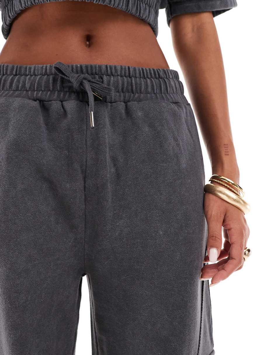 Liquor N Poker high waist baggy fit cargo pants in dark gray