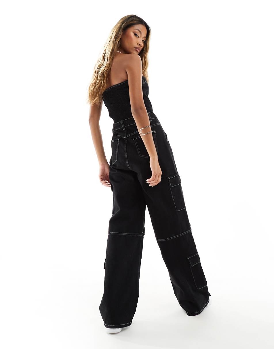 Liquor n Poker denim bandeau jumpsuit