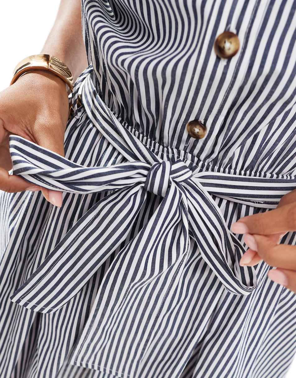 ASOS DESIGN sleeveless vest romper in blue stripe