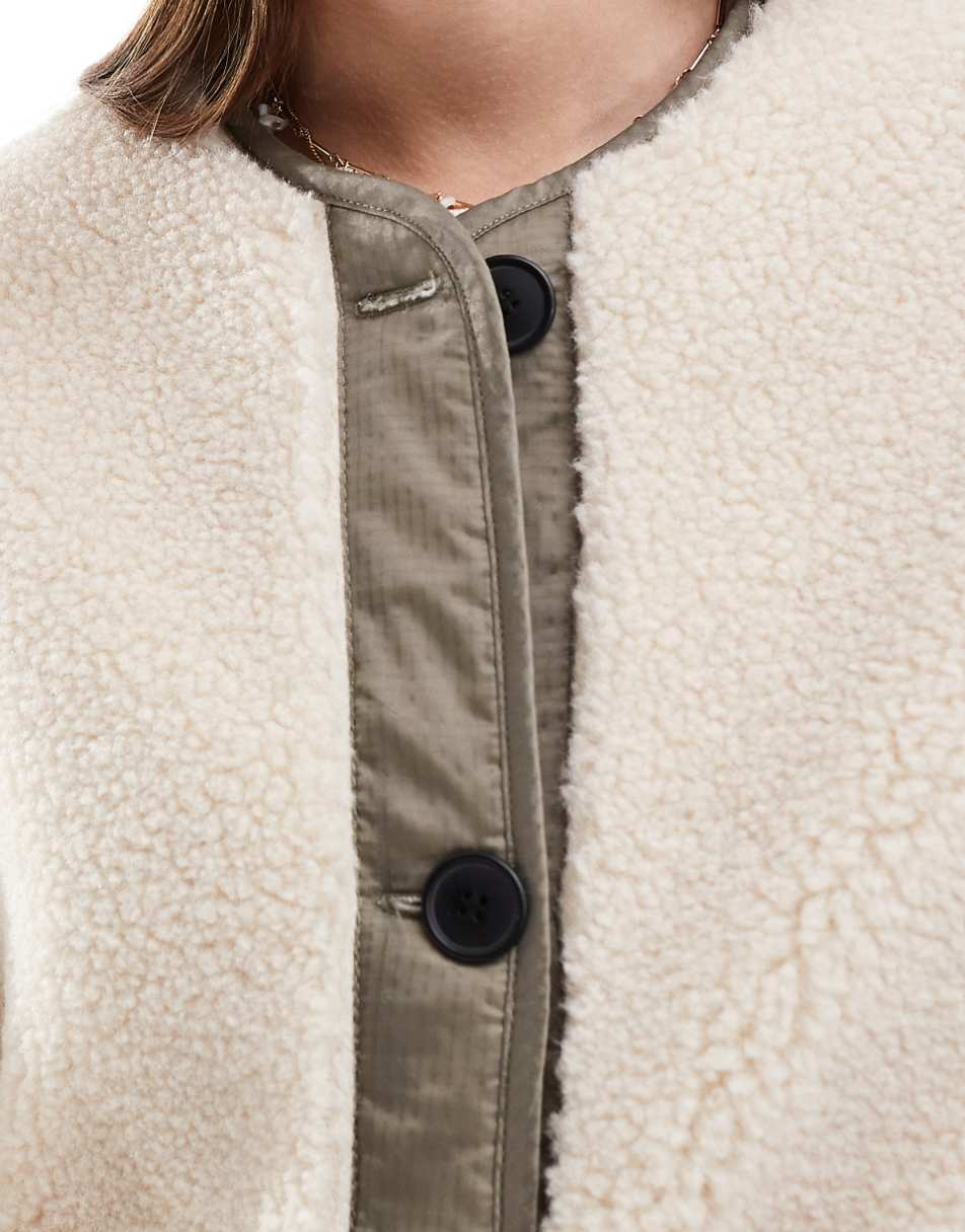 ASOS DESIGN oversized borg jacket in cream