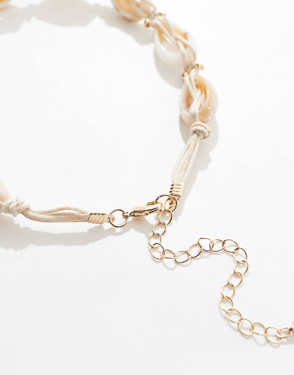 ASOS DESIGN choker necklace with faux shell design in neutral