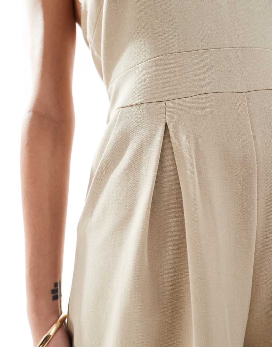 Style Cheat tailored bandeau jumpsuit in taupe