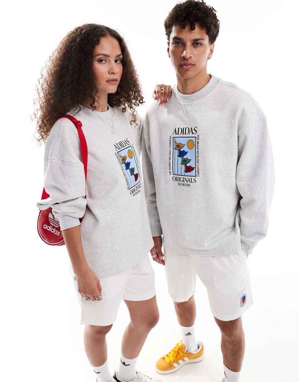 adidas Originals Olympic unisex sweat with chest logo in gray