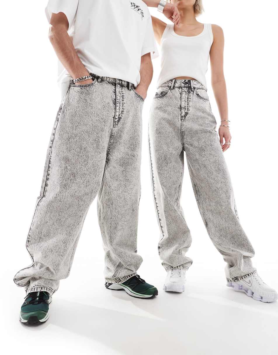 COLLUSION X014 unisex baggy antifit jeans in washed gray
