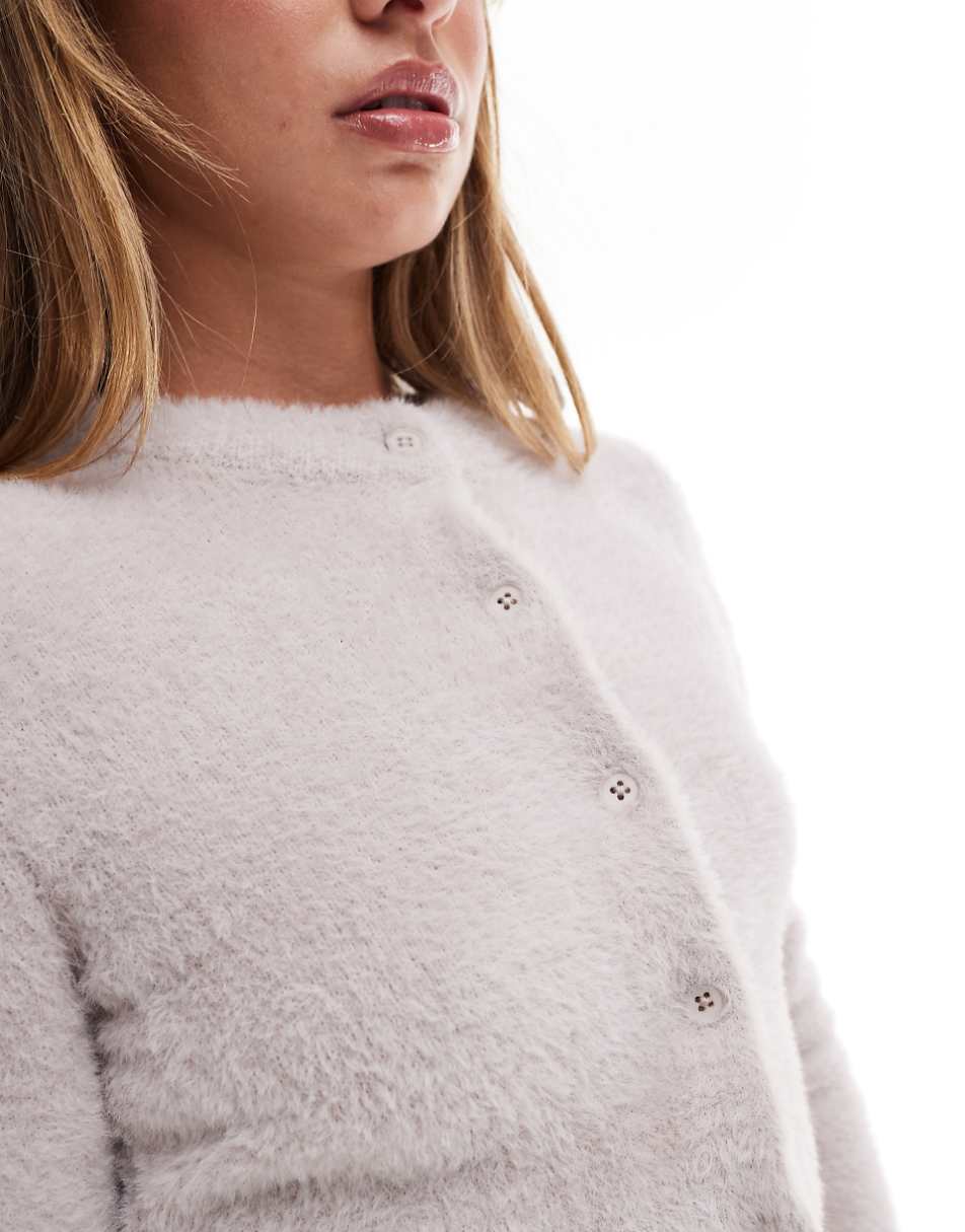 Miss Selfridge lash shrunken cardigan in mushroom