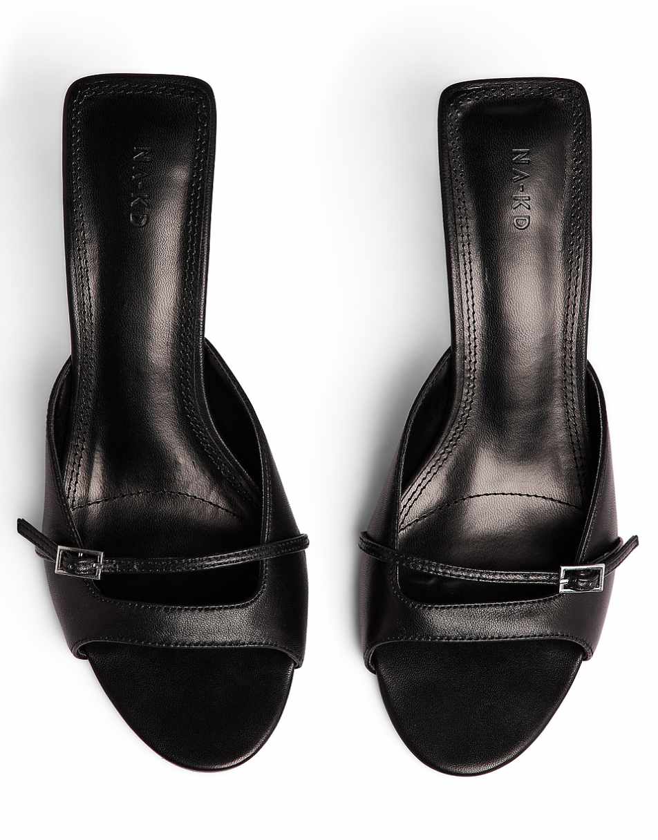 NA-KD buckle detail mules in black