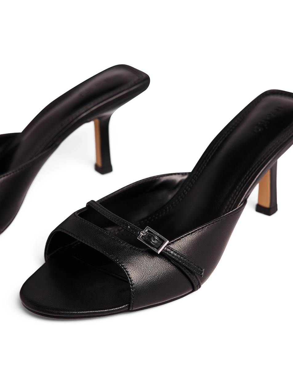 NA-KD buckle detail mules in black