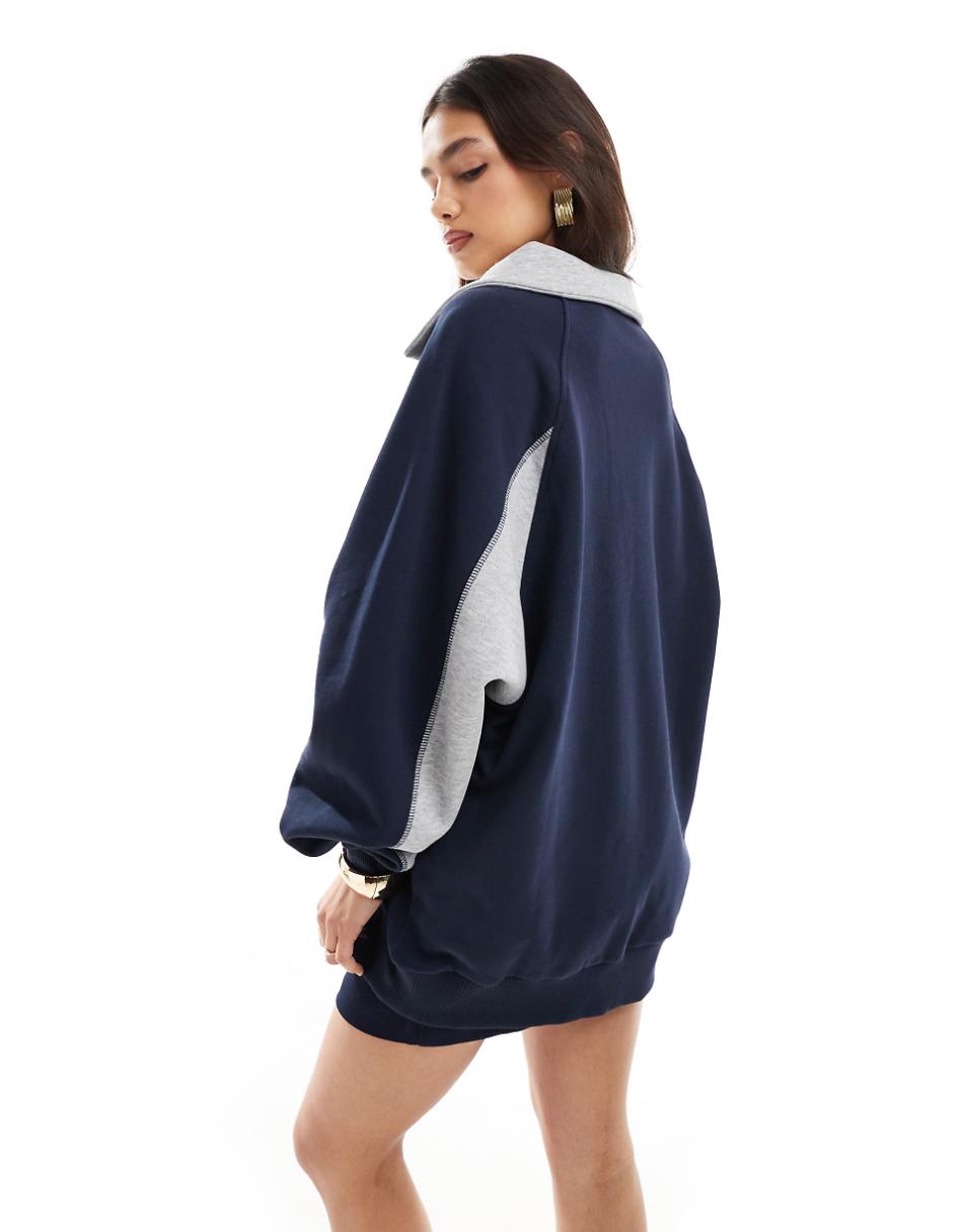 ASOS DESIGN rugby sweatshirt in navy and gray mix