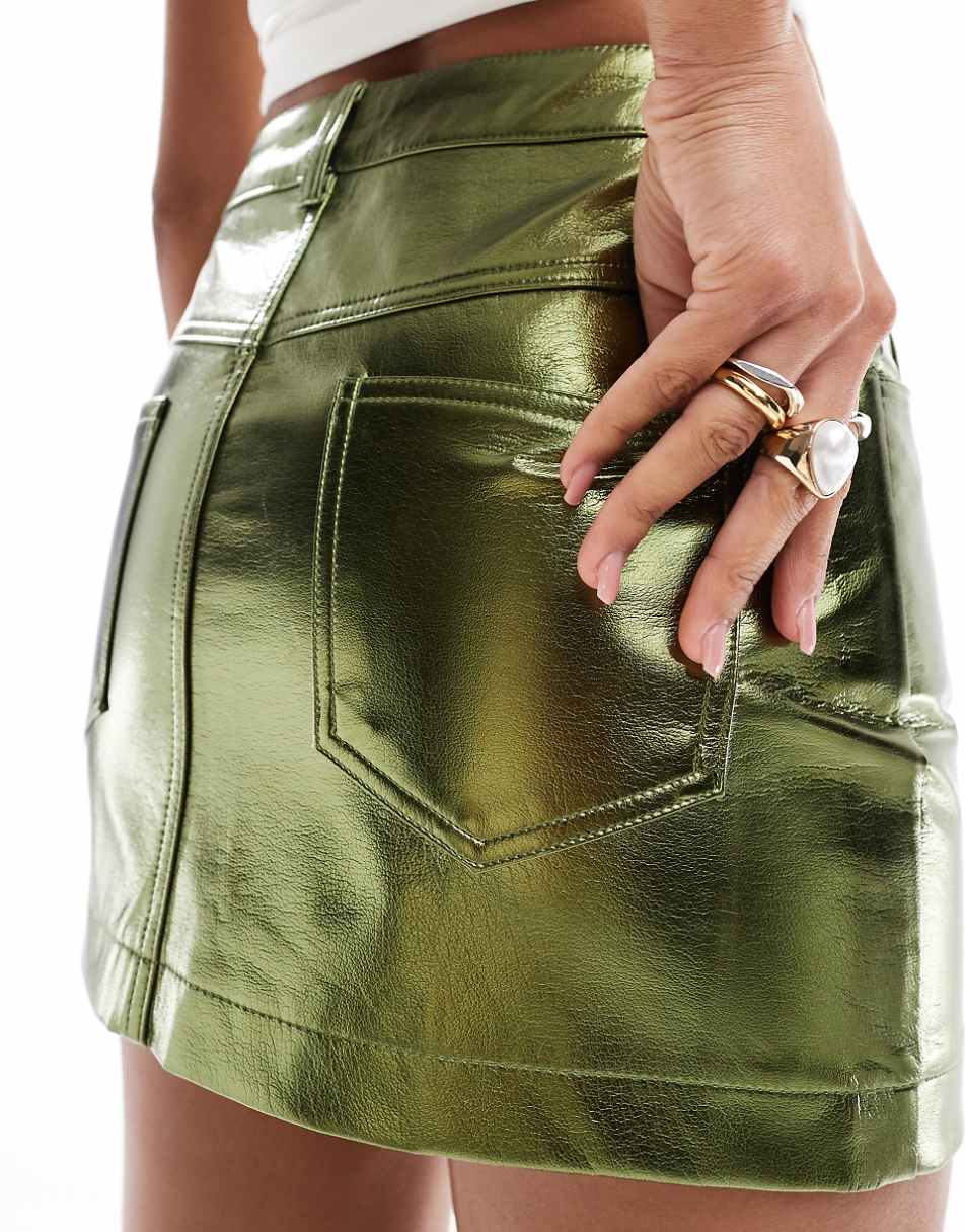 Amy Lynn Milena Lupe Y2k mini skirt in olive chrome