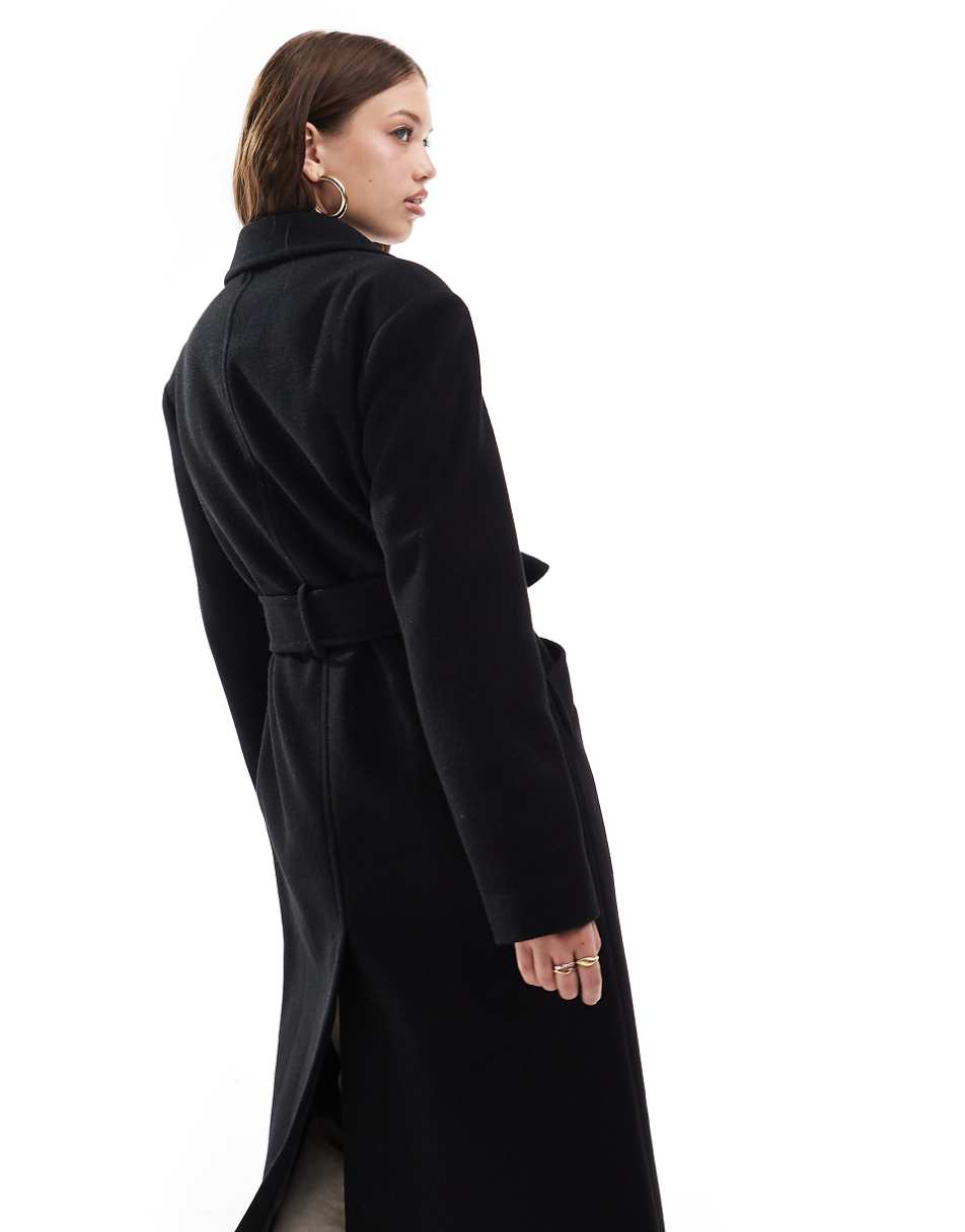 Miss Selfridge belted wrap formal coat in black