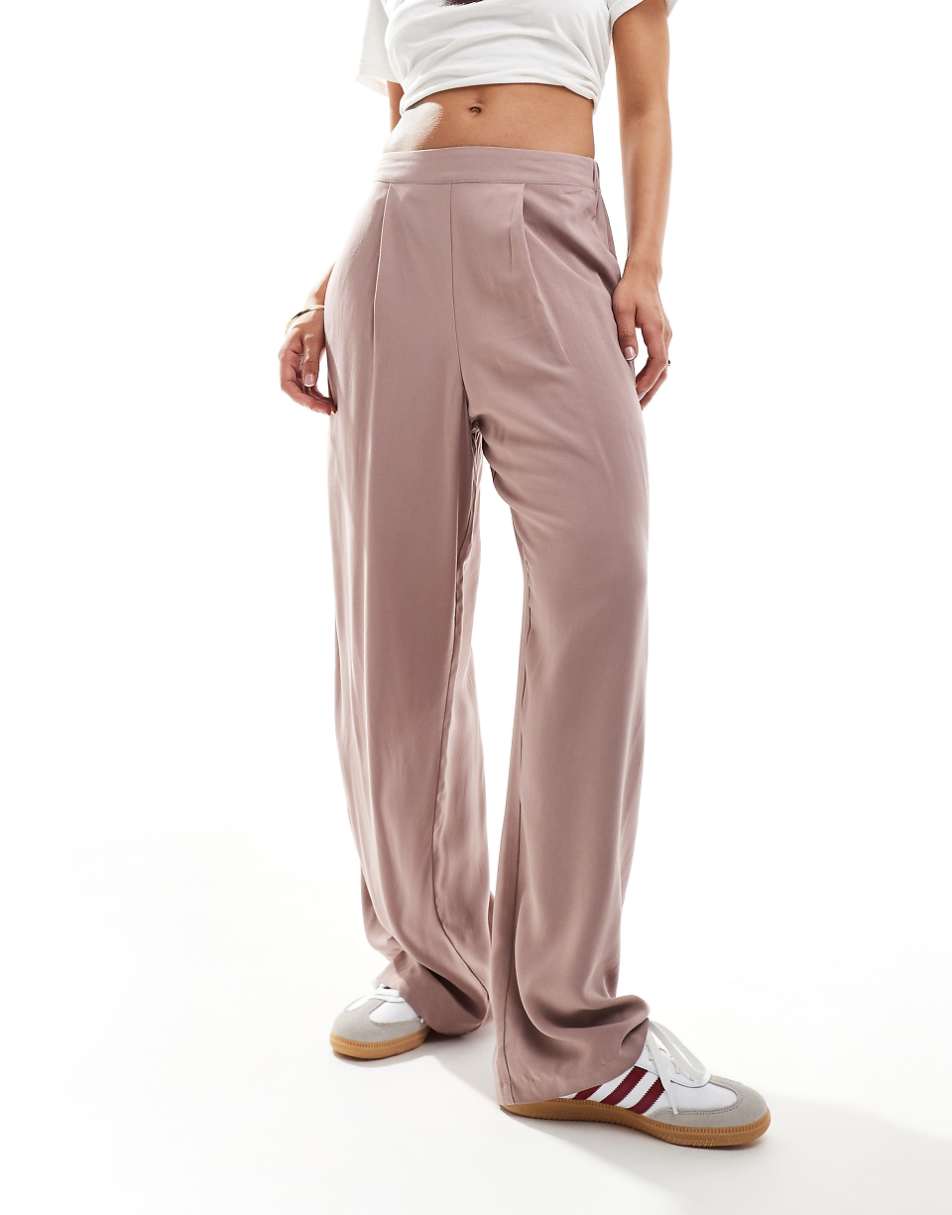 ASOS DESIGN relaxed pull on pants in mink