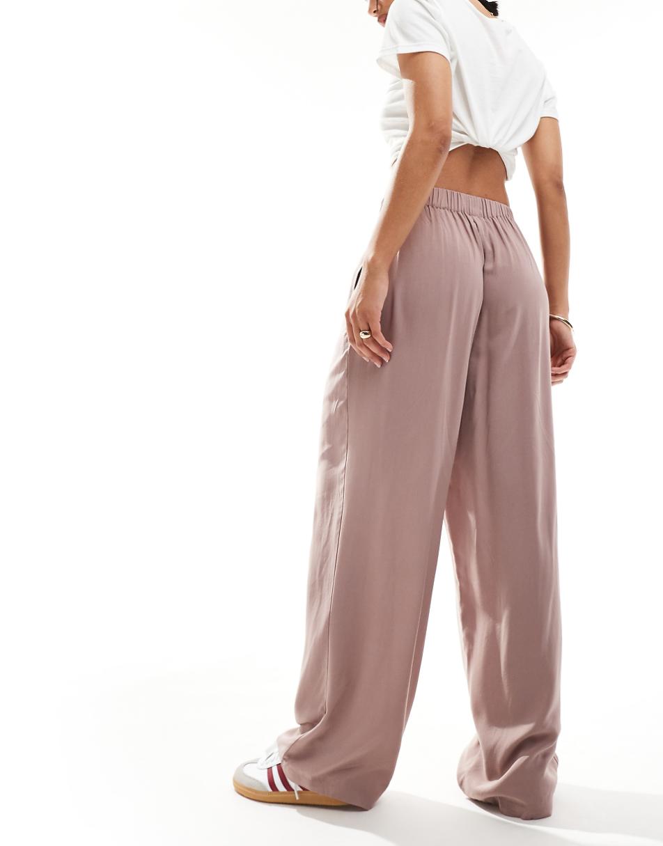 ASOS DESIGN relaxed pull on pants in mink