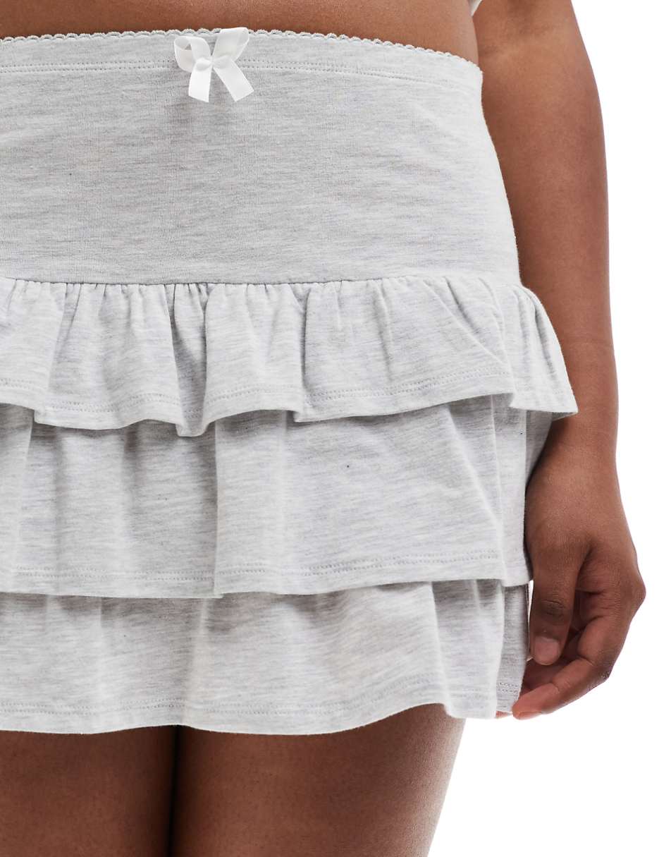 Miss Selfridge tiered mini skirt gray heather
