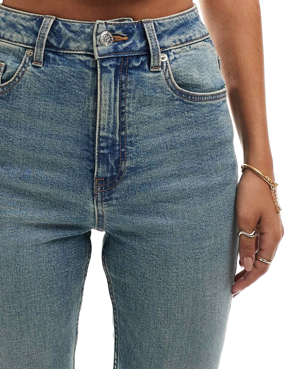 Miss Selfridge heart pocket flare jeans in dirty wash