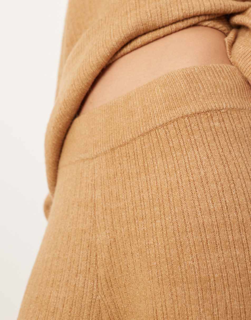 ASOS EDITION knit ribbed wide leg pants in camel -set