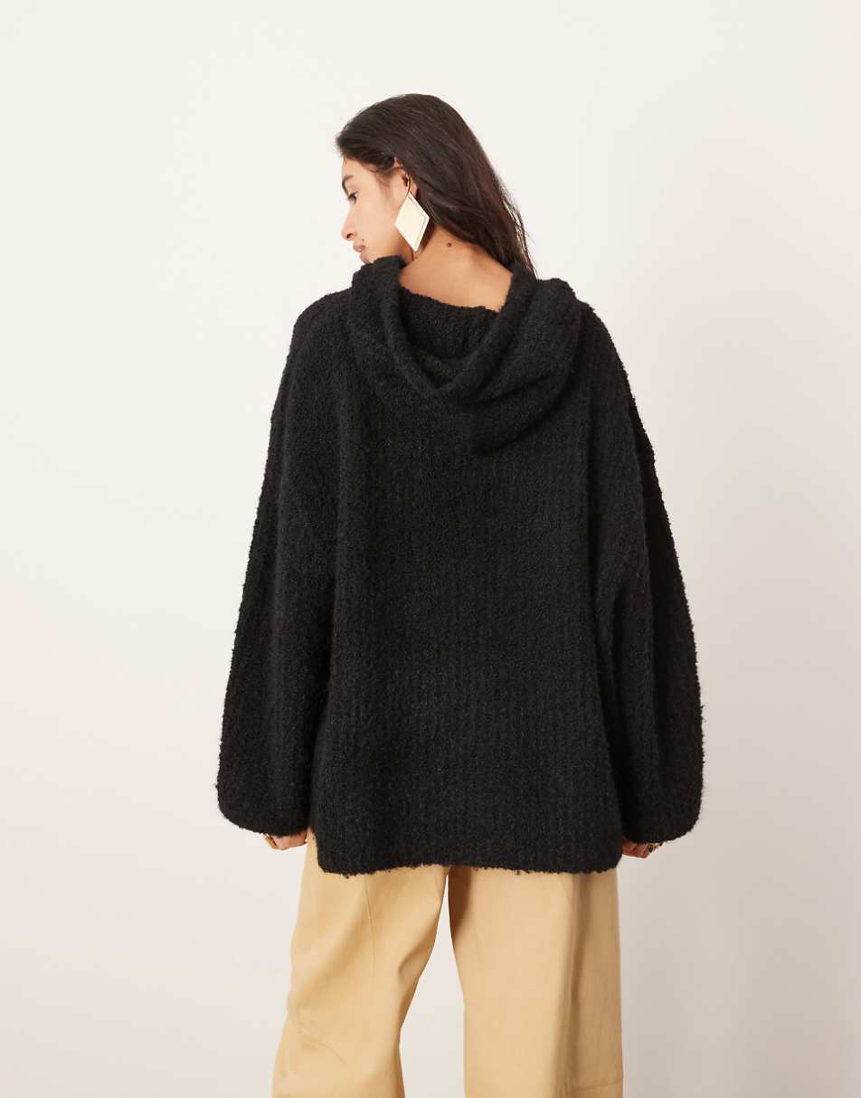 ASOS EDITION boucle oversized hoodie in black