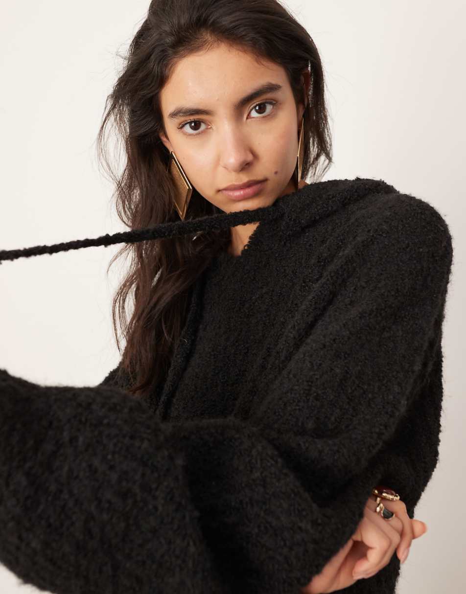 ASOS EDITION boucle oversized hoodie in black