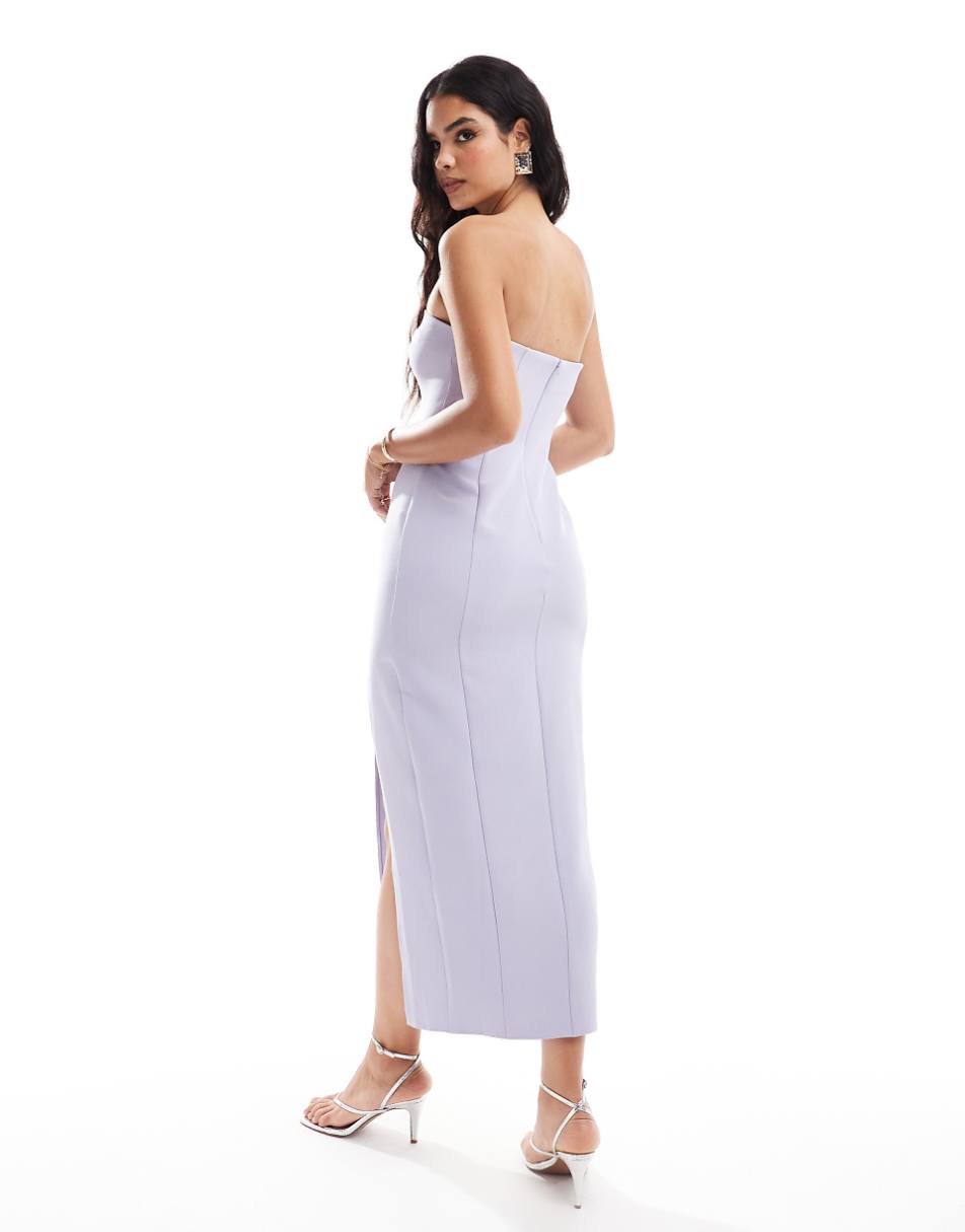 ASOS DESIGN sweetheart bandeau midi dress in lilac