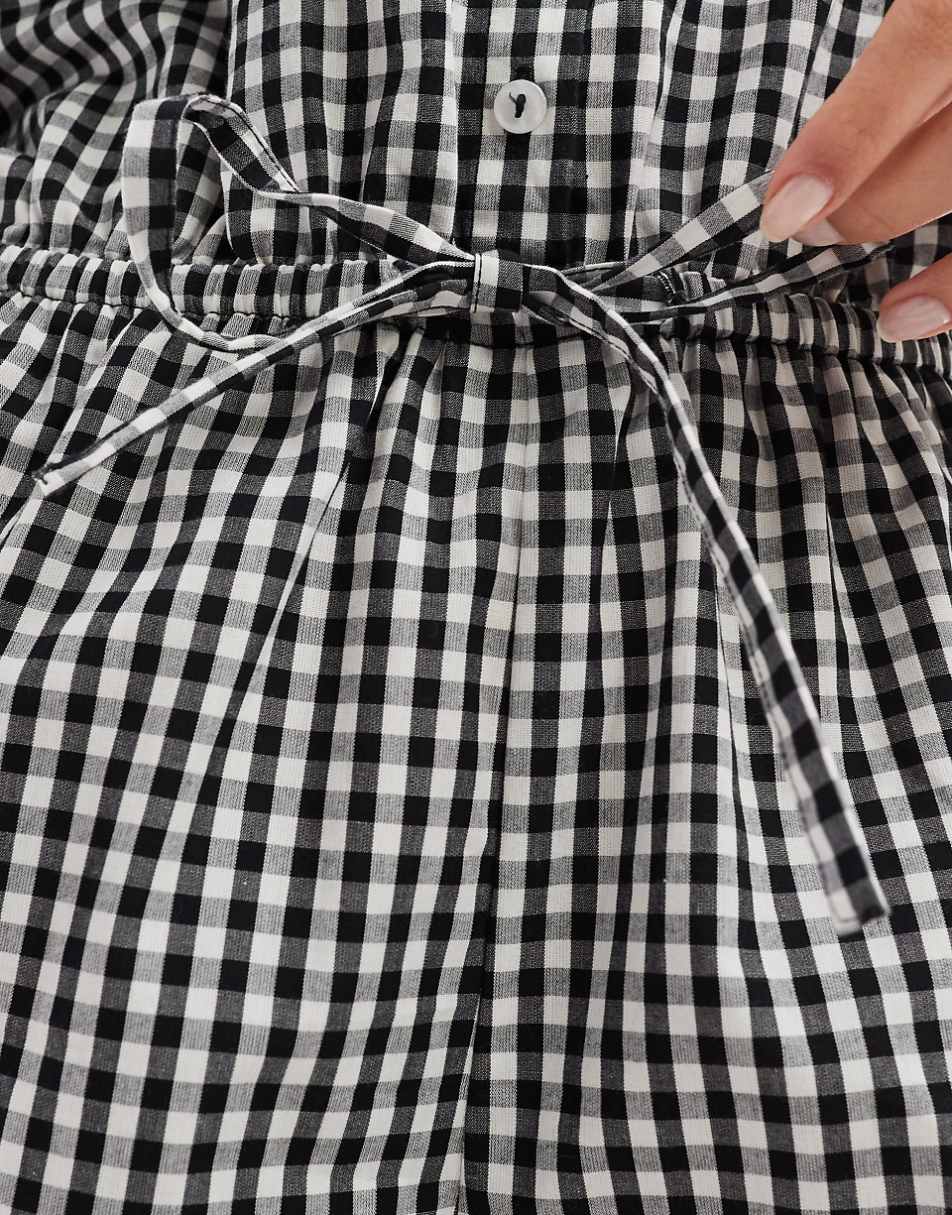 Esmée beach romper in black and white gingham