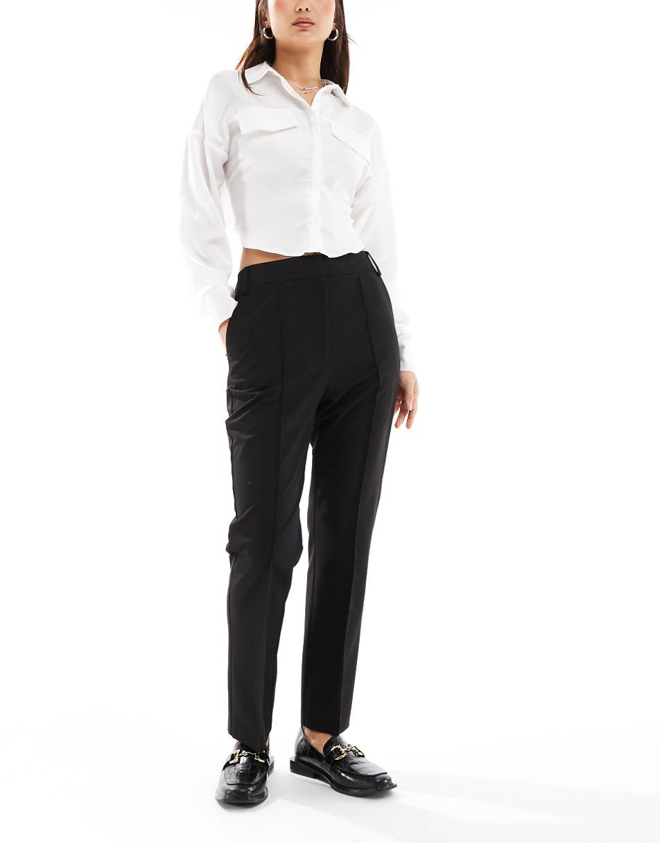 ASOS DESIGN tailored high waist cropped pants in black