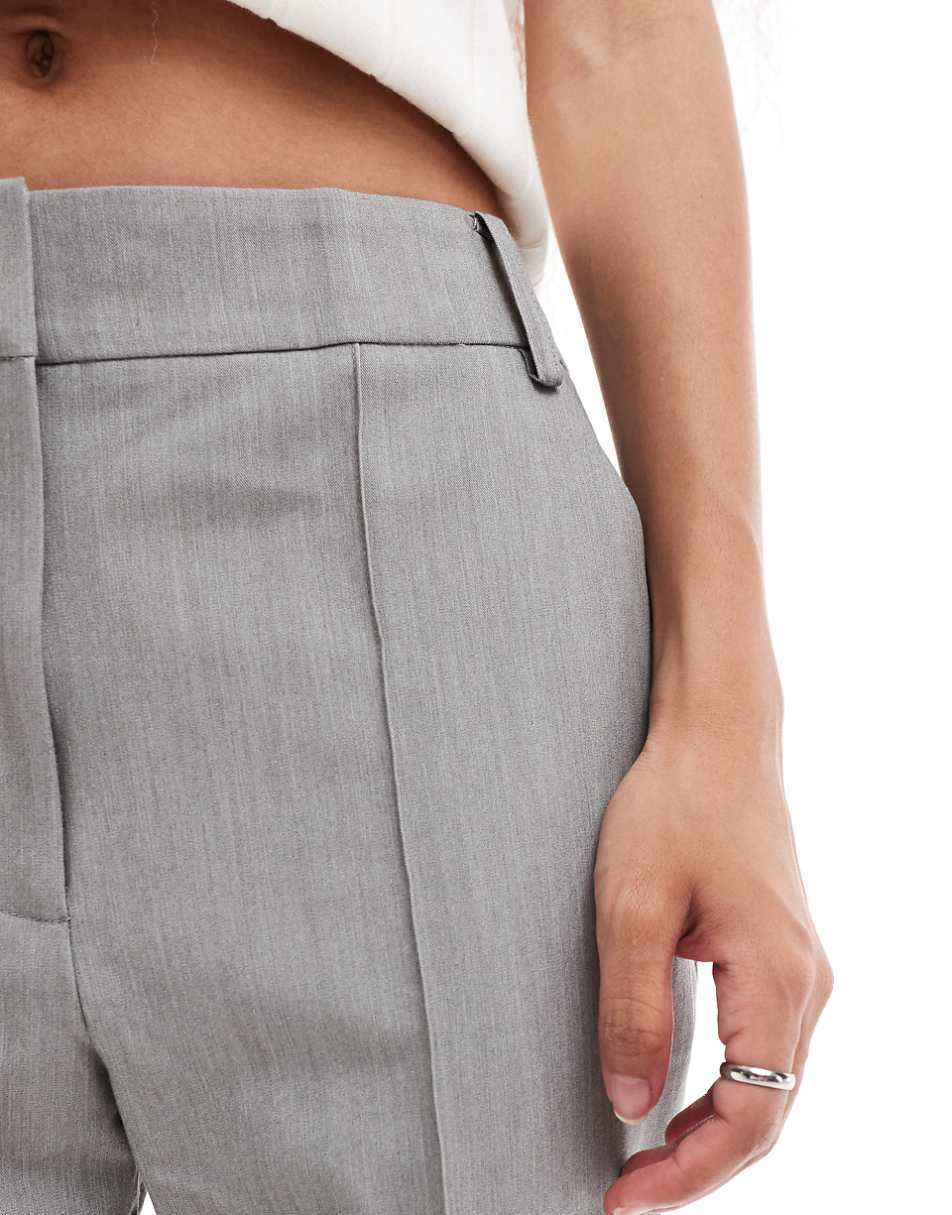 ASOS DESIGN Petite tailored high waist cropped pants in gray