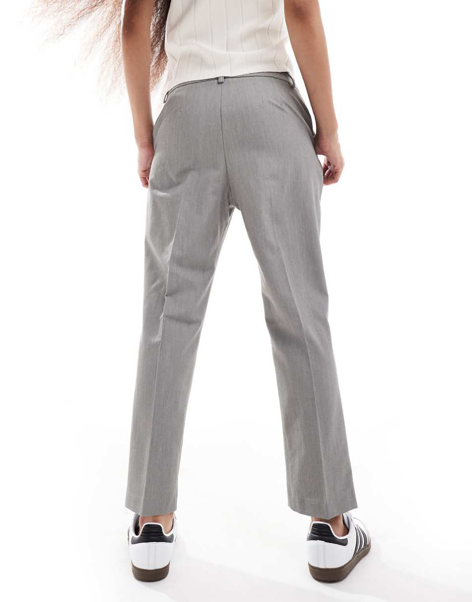 ASOS DESIGN Petite tailored high waist cropped pants in gray