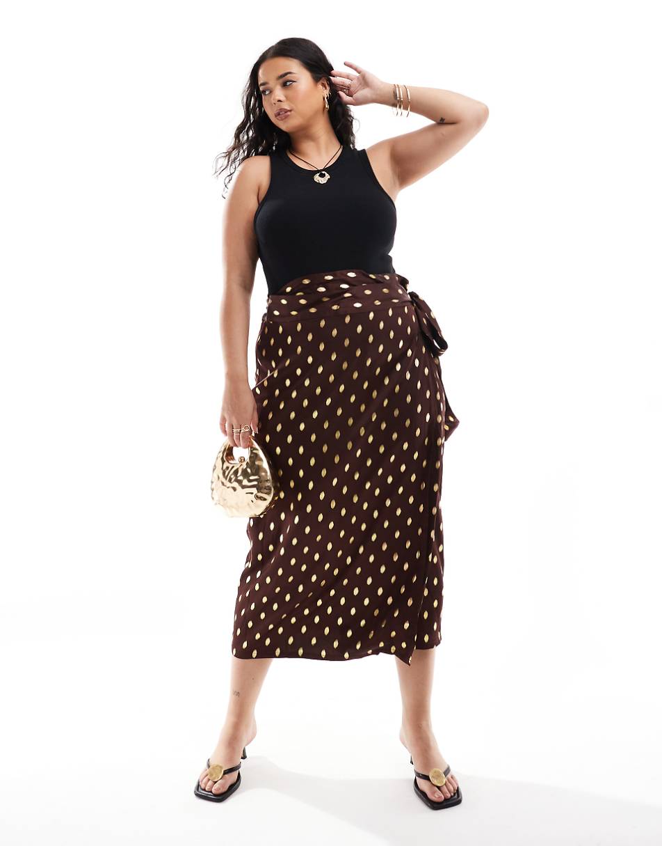Never Fully Dressed Jaspre gold fleck midi skirt in chocolate