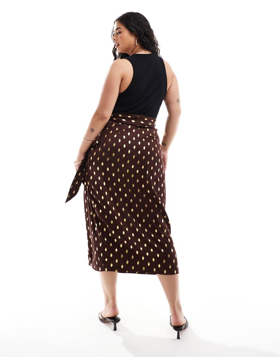 Never Fully Dressed Jaspre gold fleck midi skirt in chocolate