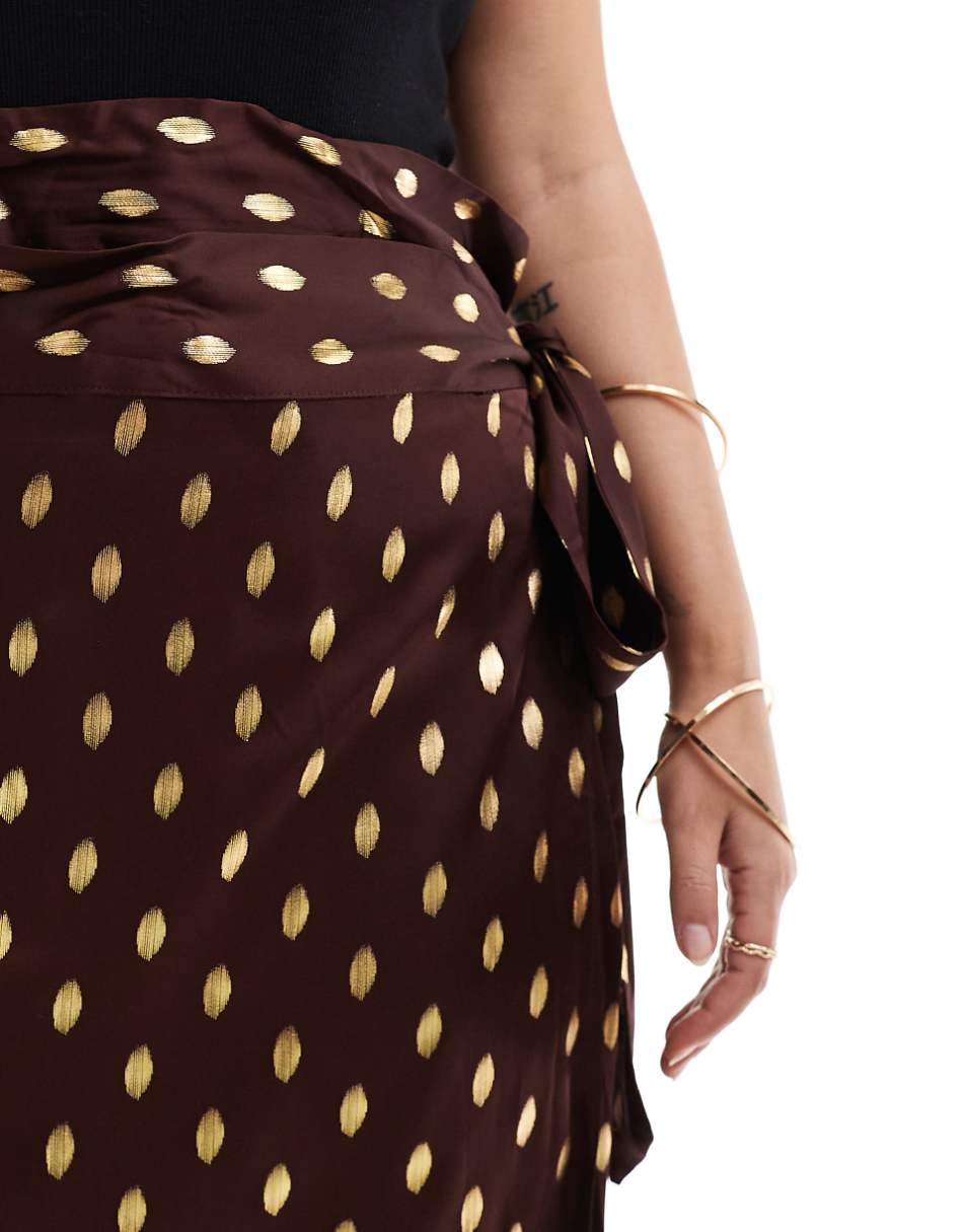 Never Fully Dressed Jaspre gold fleck midi skirt in chocolate