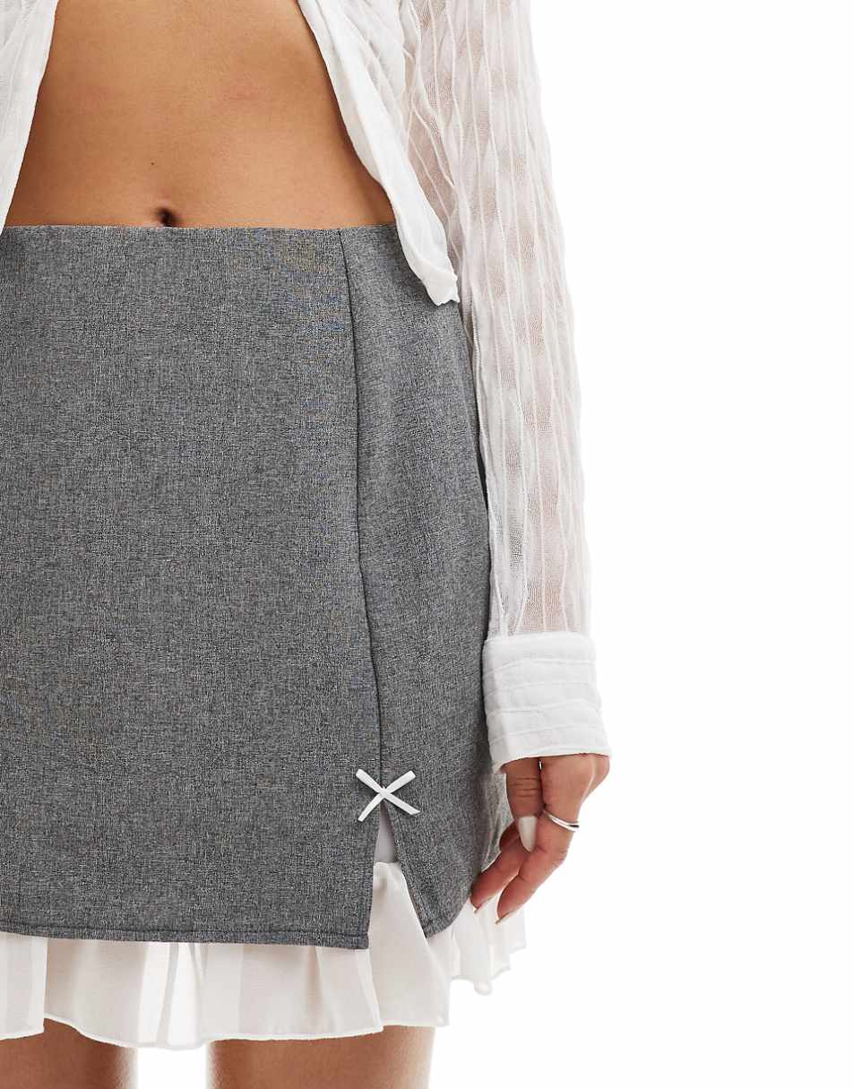 Miss Selfridge bow detail double layer mini skirt in plaid