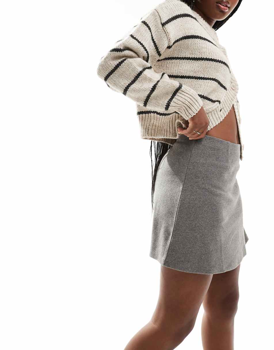 ASOS DESIGN super soft flippy mini skirt in charcoal heather
