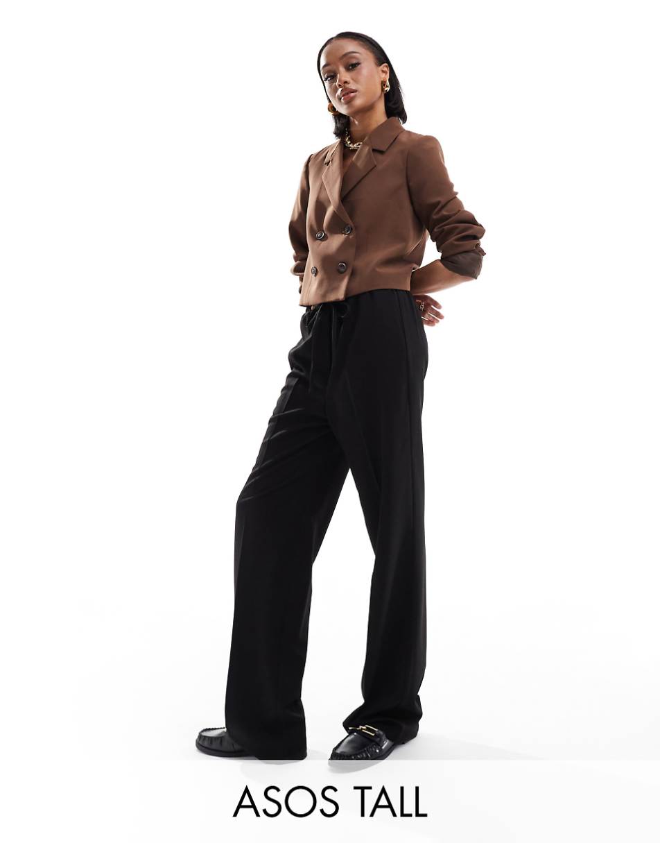 ASOS DESIGN Tall tailored pull-on pants in black