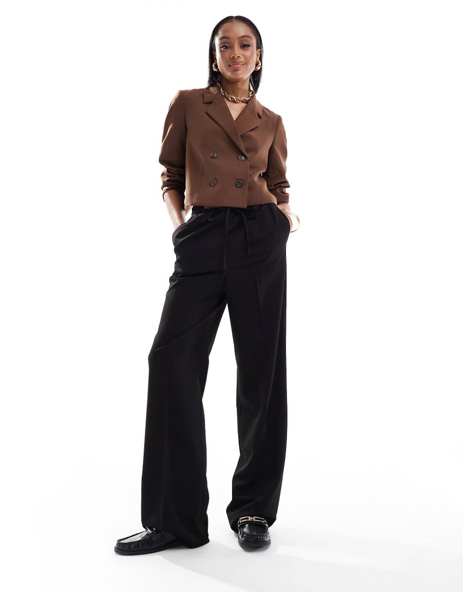 ASOS DESIGN Tall tailored pull-on pants in black