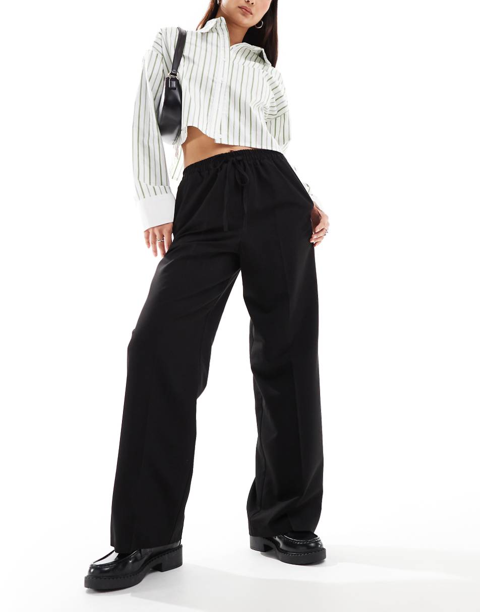 ASOS DESIGN tailored pull-on pants in black