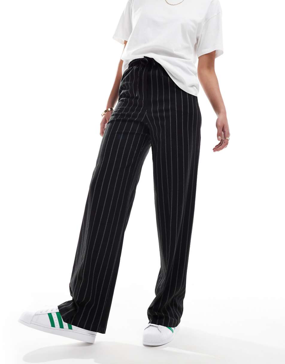 ASOS DESIGN Tall tailored pull on pants in black stripe