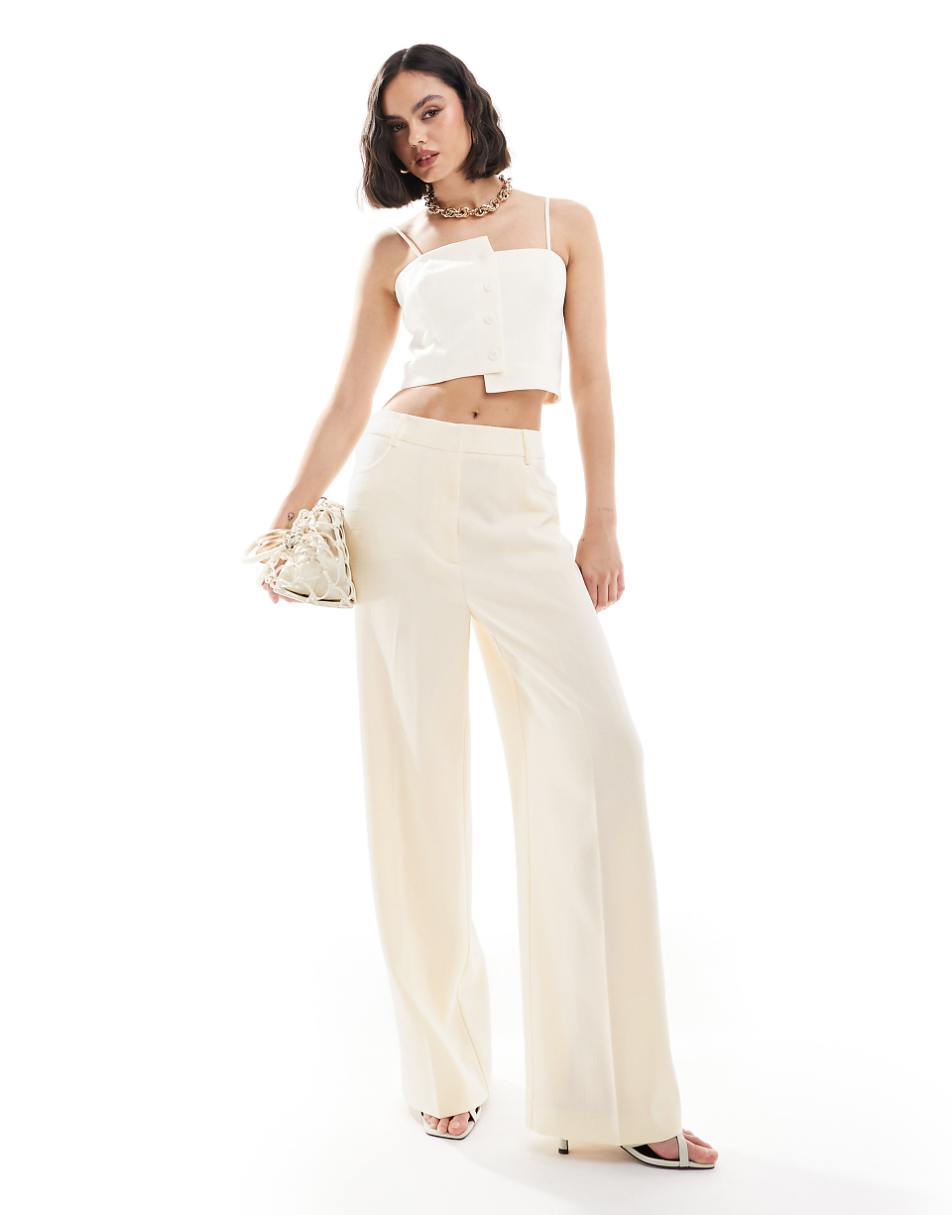 ASOS DESIGN textured tailored pant in cream